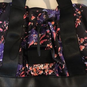 Bebe Floral Black Pink Purple Gym Bag